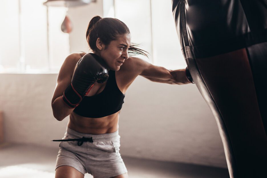 woman kickboxing